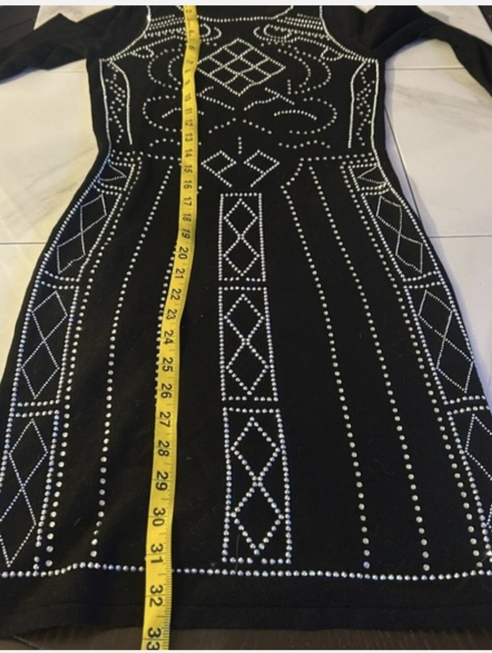 Black Studded Long-Sleeve Bodycon Dress - Picture 7 of 10
